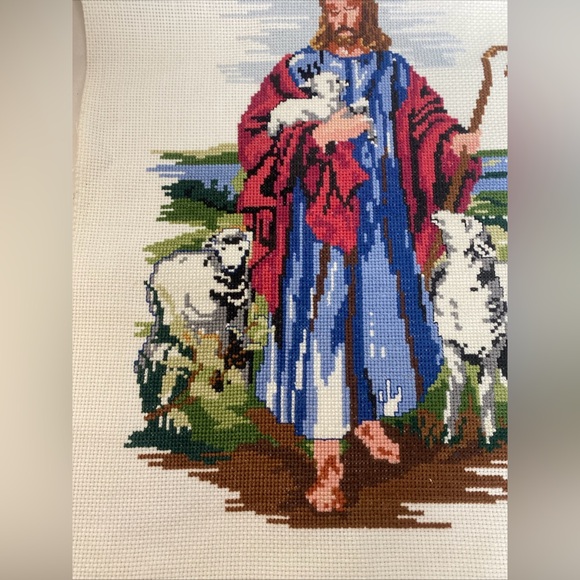 Bucilla Counted Cross Stitch Kit #49668, titled "Good Shepherd Readymade - Picture 2 of 8